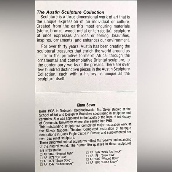 Austin sculpture collection “feline study” art collection Vintage 1978 - Picture 4 of 4